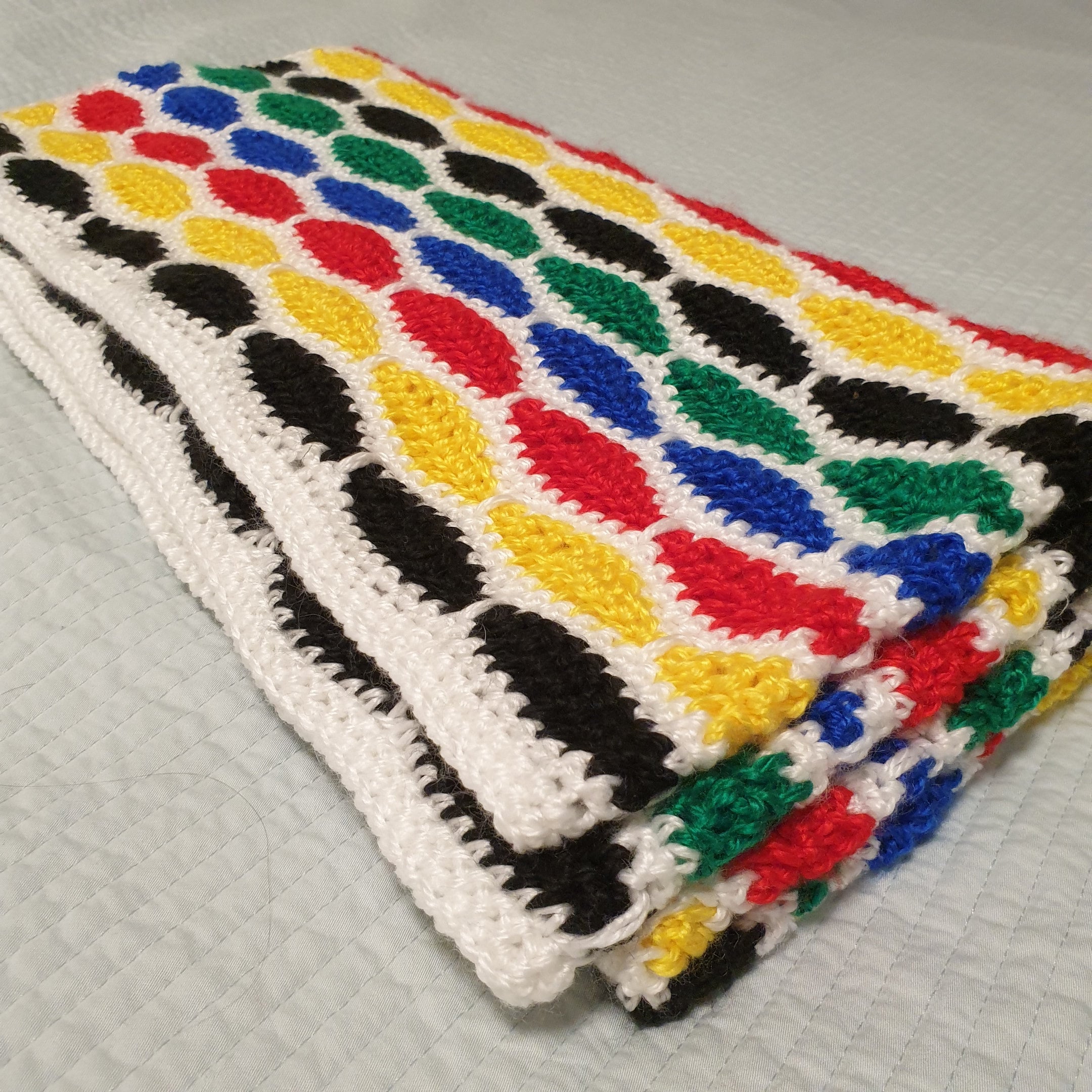 Crochet Blanket Multi Coloured Millstone Stitch By Fi Handcrafts